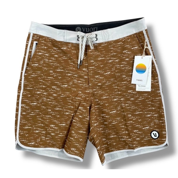 Vuori Other - Vuori Mens Cruise Board Shorts Caramel Slub Swimsuit  Trunks Sz 38 NEW